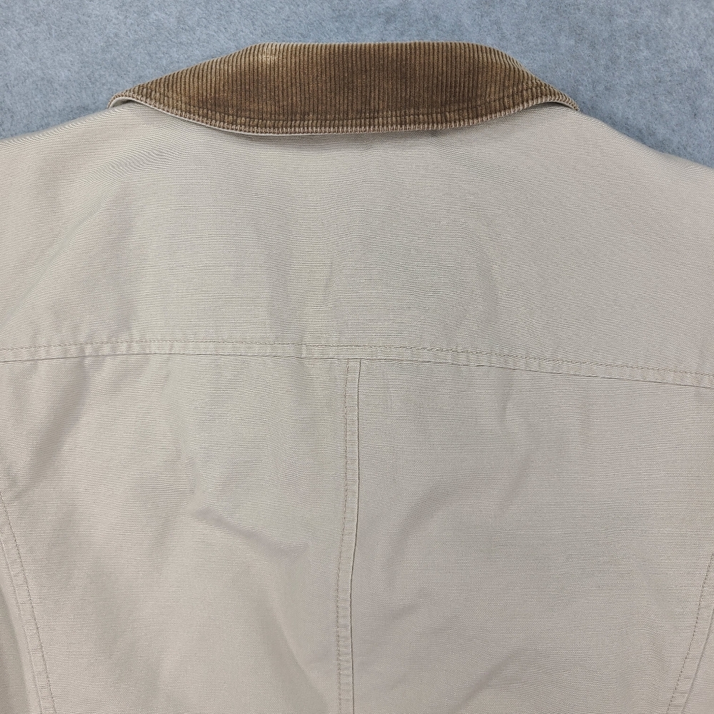 LL Bean Field Barn Work Chore Coat Jacket Small Regular Khaki Plaid Lined 267093 - Picture 12 of 13